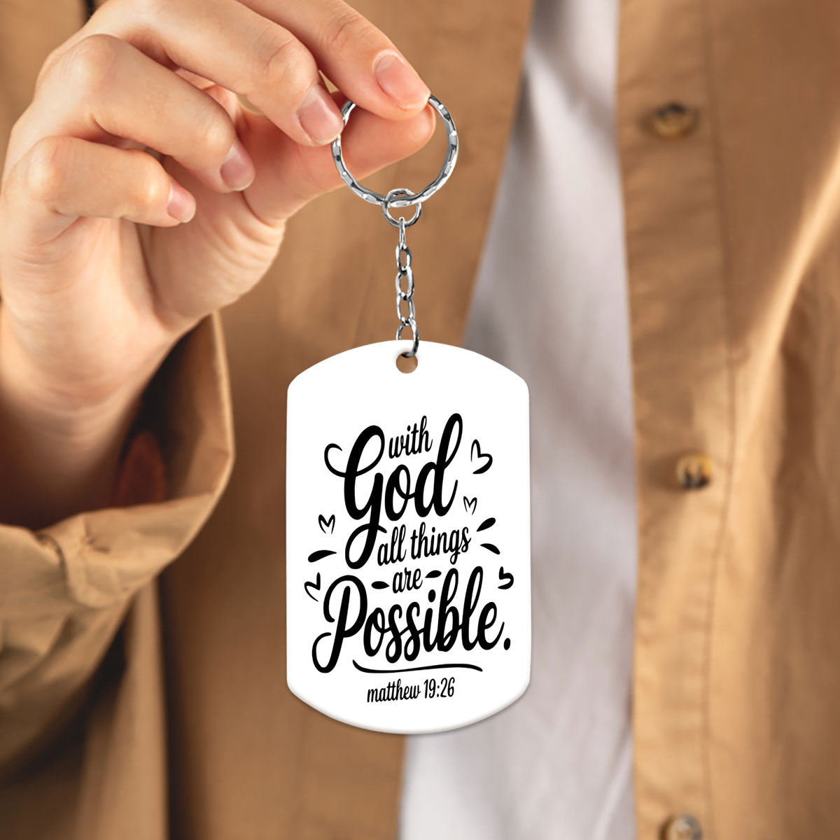 With God All Things are Possible - Aluminum Keychain